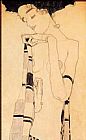 Gerdi Schiele in a Plaid Garment by Egon Schiele